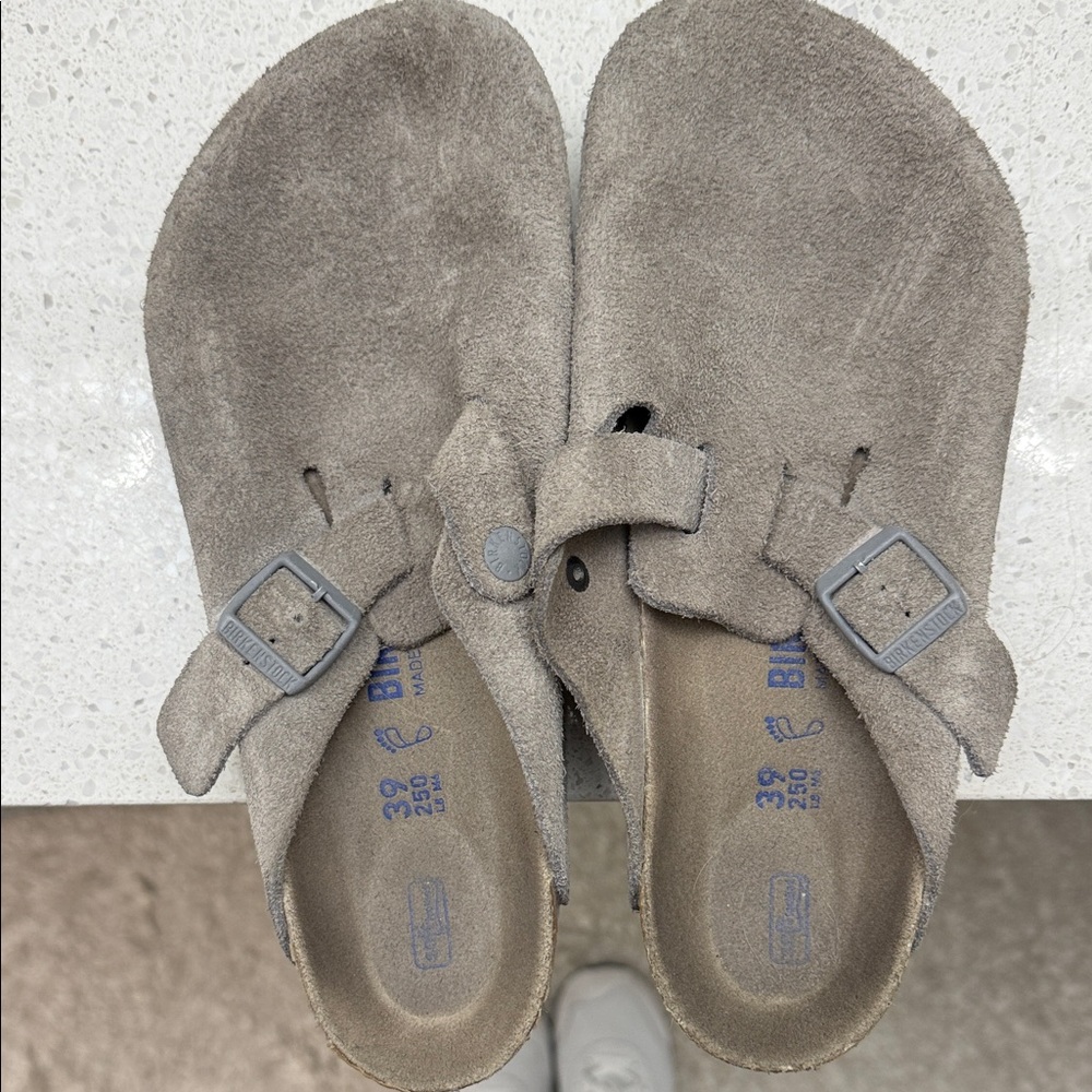 Birkenstock Gray Suede Mules
